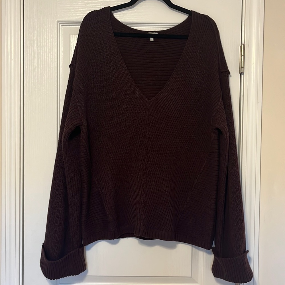 TOBI Dark Purple oversized V neck sweater medium